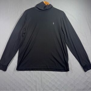 Polo Ralph Lauren Shirt Mens Large Black Turtleneck Long Sleeve Cotton Knit
